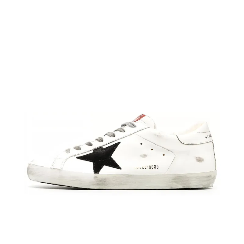 Golden Goose Super Star Low Top Stylish Skateboarding Shoes Men's White Distressed Style-0