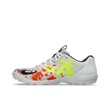 Asics TF Rubber Broken Studs Slip Resistant Soccer Shoes Men's White Red Yellow