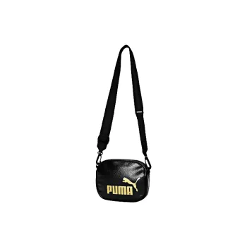 PUMA Leather Crossbody Bag, Shoulder Bag Regular Unisex Pure Black Gold