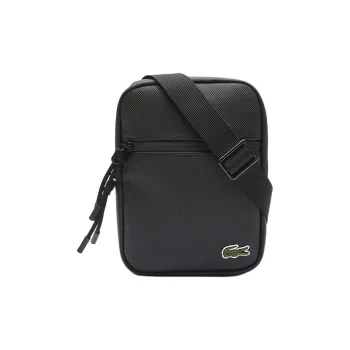 LACOSTE Coated Canvas Crossbody Bag, Shoulder Bag Men's Black