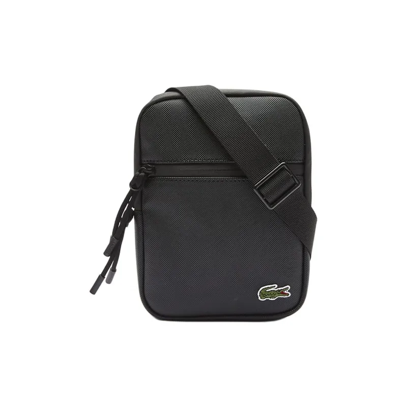 LACOSTE Coated Canvas Crossbody Bag, Shoulder Bag Men's Black-0