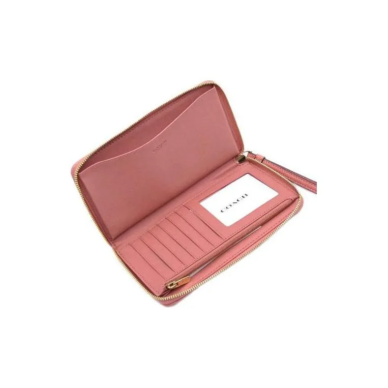COACH Dempsey Fabric Cell Phone Pouch Wrist Bag Wallet Small Size Women's Rose Petal Pink Macaron Color Scheme-4