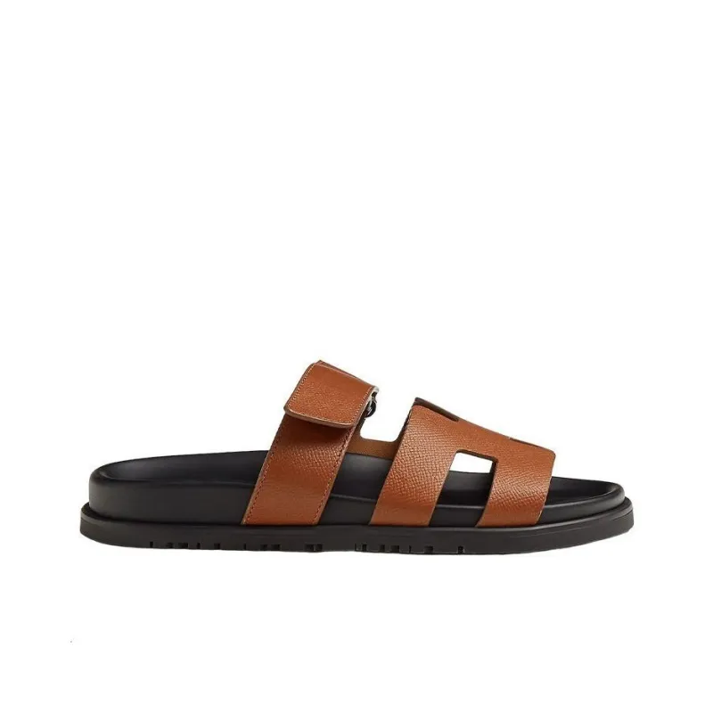 HERMES Chypre Sandal Natural Epsom Leather Women's-1