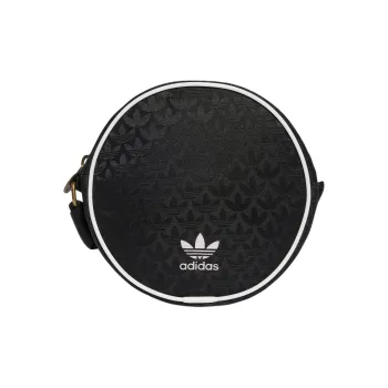 Adidas Recycled Polyester Sports One Shoulder Small Round Bag Unisex Black & White