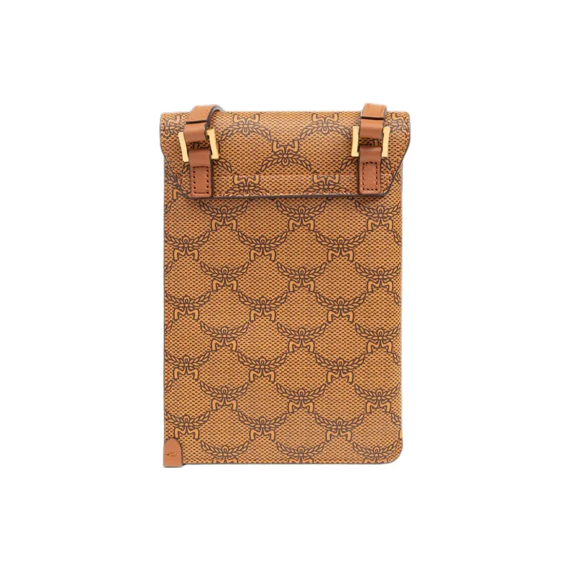 MCM Canvas With Leather Shoulder Bag, Crossbody Bag Mini Women's Cognac-2