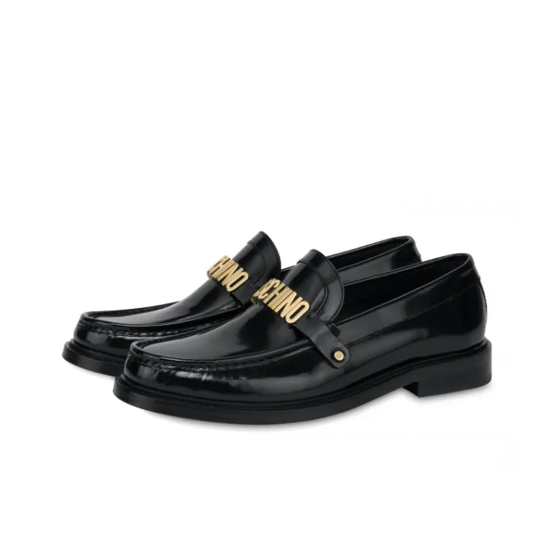 MOSCHINO Logo-plaque Leather Loafers-2