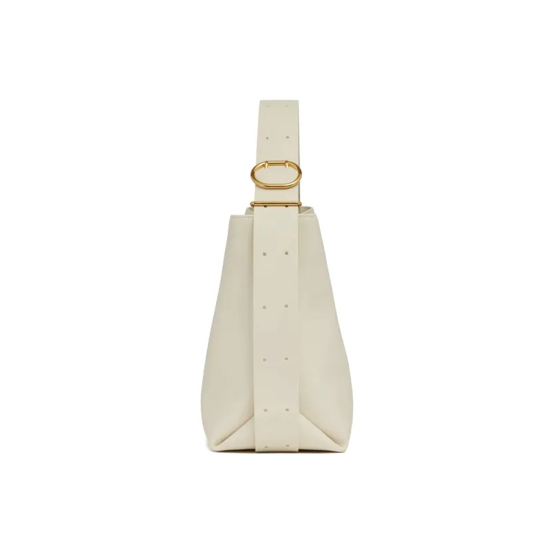 JIL SANDER Cannolo Leather Tote Bag, Shopping Bag, Shoulder Bag, Crossbody Bag, Handbag Women's White-2