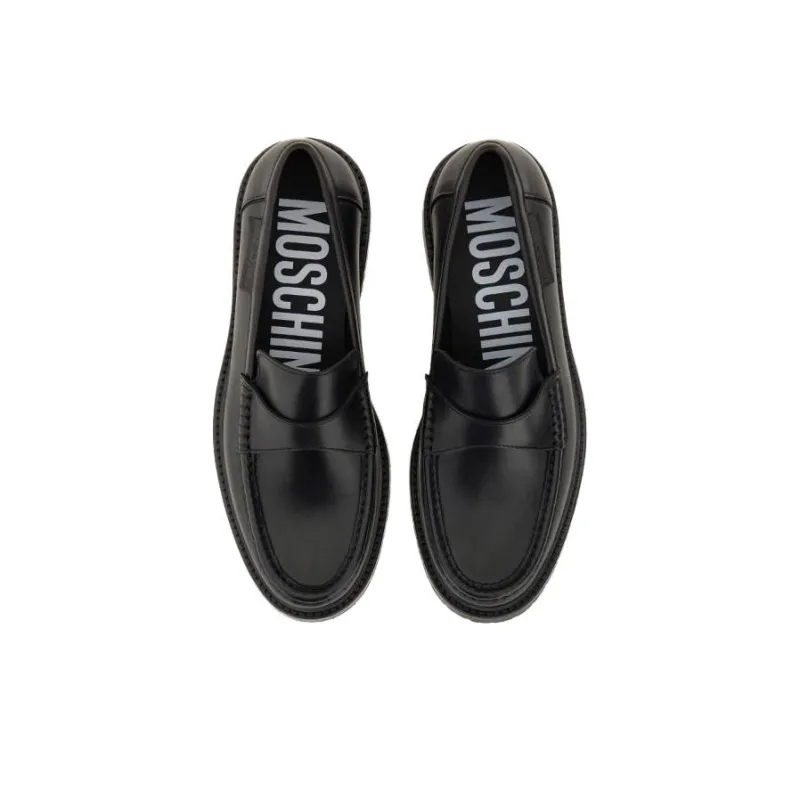 MOSCHINO Round Toe Slip On Loafers-5