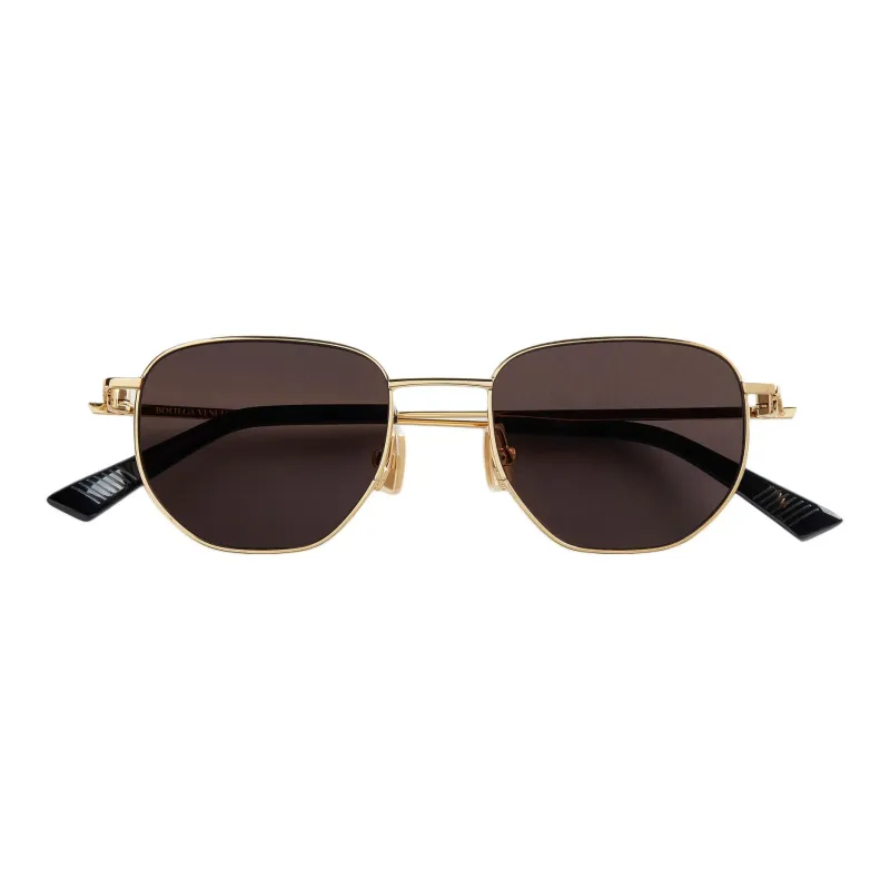 Bottega Veneta Acetate Metal Oval Sunglasses Women's Gold-0