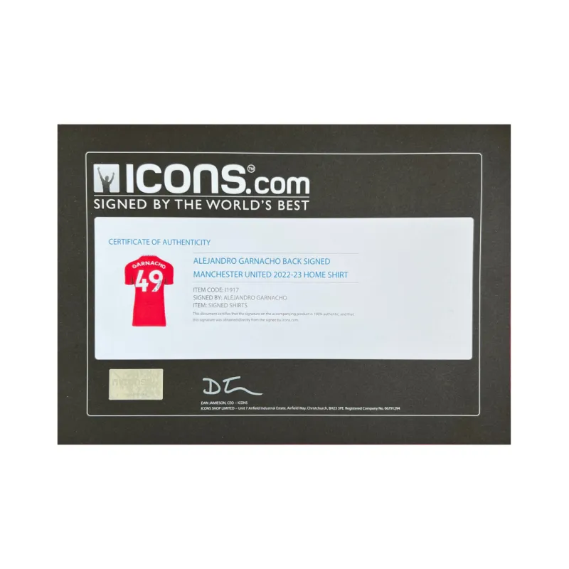 ICONS.com Garnacho Includes Certification Certificate, Framing Not Included Manchester United Soccer Apparel-3
