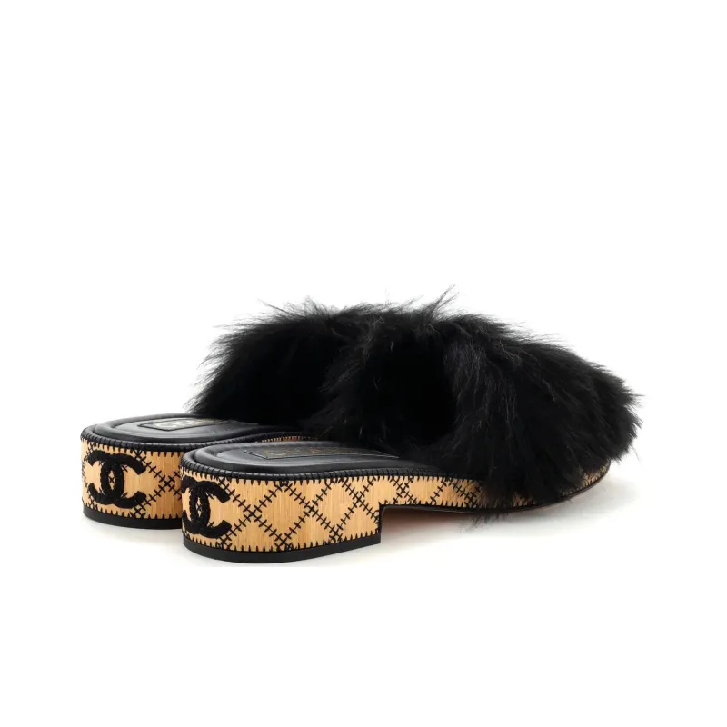 CHANEL Closed Toe Slippers Women's Black-2