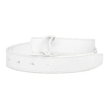 CL LUBOTING Logo Emblem Smooth Buckle Leather Belts Women's White Width: 2.5CM