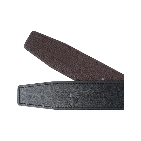 HERMES Togo Calfskin Double-Sided Leather Belts Unisex Black/Chocolate Width 3.2cm-2