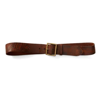Ralph Lauren Cow Leather Belts Unisex Brown Width 4.5CM