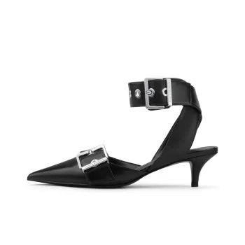 CHARLES&KEITH Small CK Goth Style Strap Sandals 5.3cm Women's Black/White White