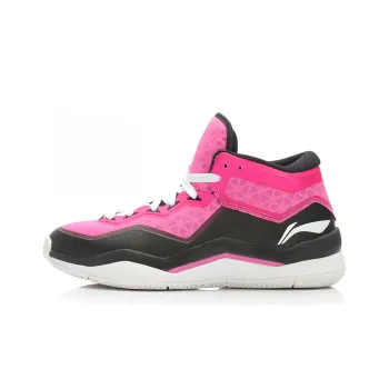 LiNing Way Of Wade 3 Miami Rose Slip Resistant Cushioning Mid Top Basketball Shoes Unisex Red Black Lightweight Edition