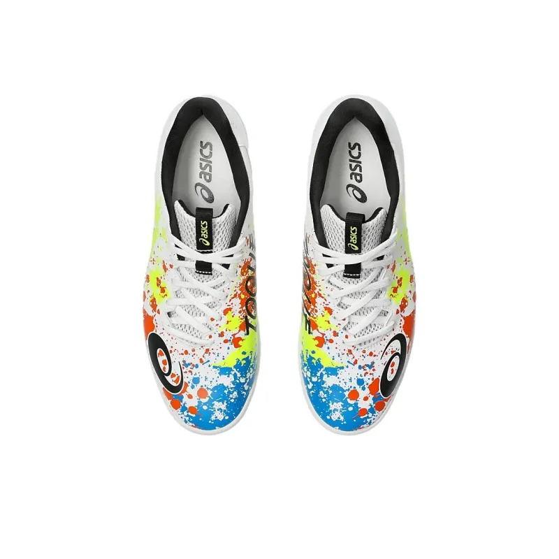 Asics TF Turf Slip Resistant Soccer Shoes Men's White Red Yellow-2