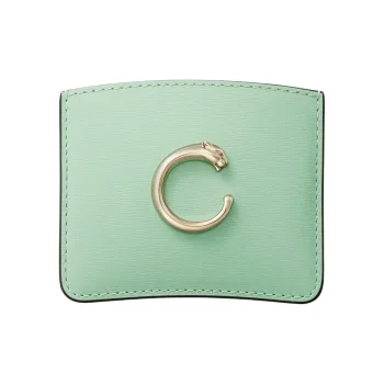 CARTIER Panthère De Cartier Calfskin Card Holder Women's Almond Green