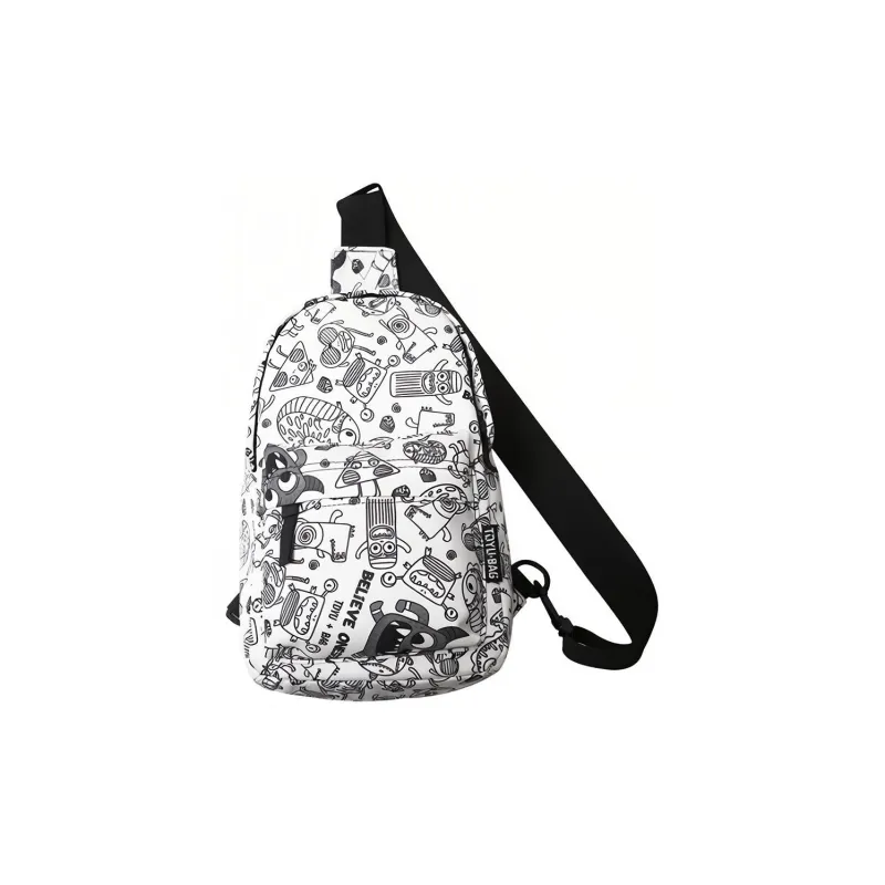 GKY Nylon Sling Bag Regular Unisex White & Black-0