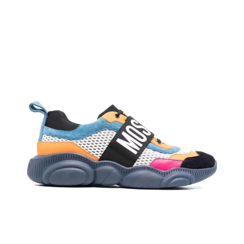 MOSCHINO Wear Resistant Low Top Casual Shoes Men's Red Yellow Blue-1