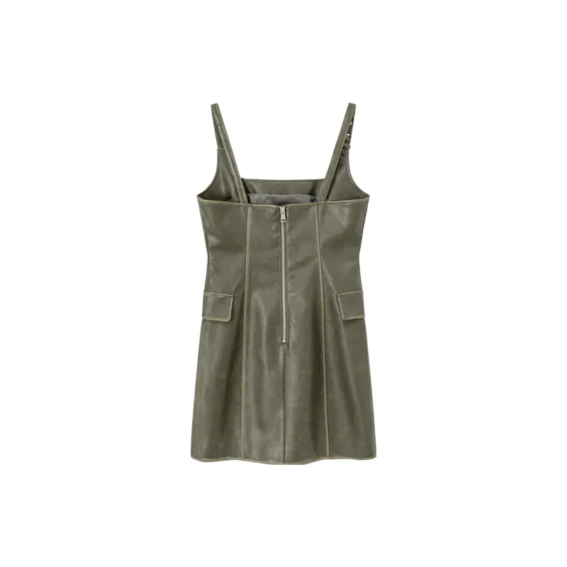 CHUU Slip Dresses Women's Mustard Green-1