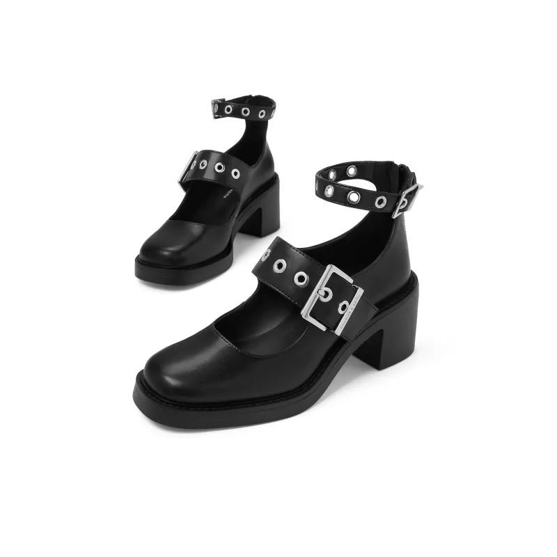 CHARLES&KEITH Small CK Gothic Lolita Style Women's Casual Shoes 6.8cm Women's Black/White-2