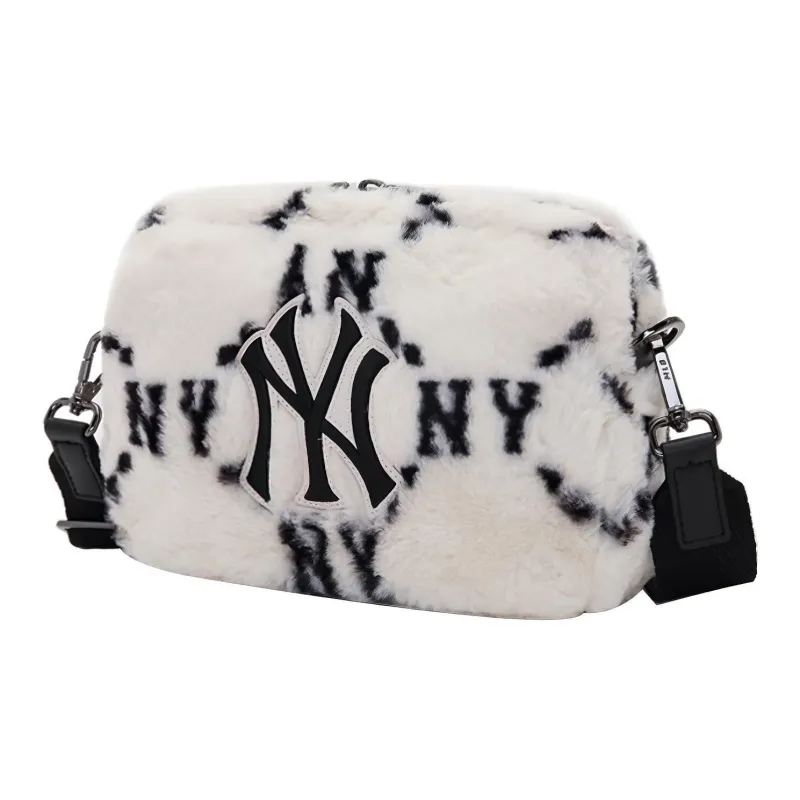 MLB Monogram Collection Plush Combo Bag Camera Bag Shoulder Bag Crossbody Bag Regular Unisex Cream White-1