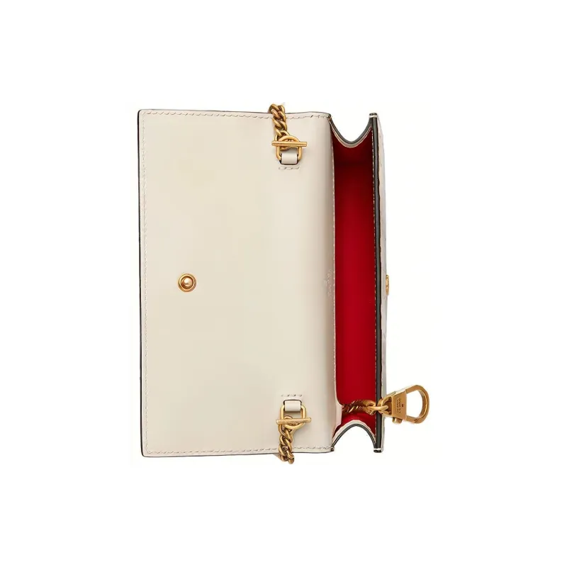 GUCCI Leather Shoulder Bag, Crossbody Bag Mini Women's White-2