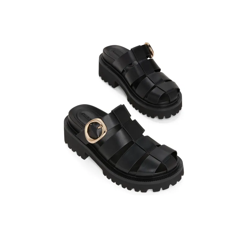 CHARLES&KEITH Small CK Wrap toe Slippers 7cm Women's Chalk White/Black Black-6