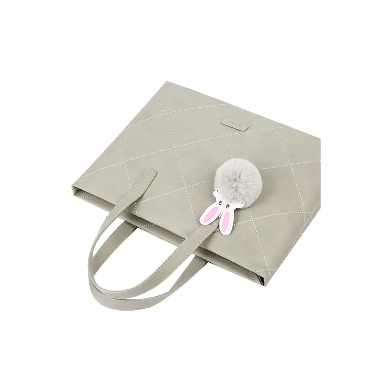 BRINCH PU Portable Laptop Bag Regular Women's Pink & Light Gray & Silver Gray & Beige-4