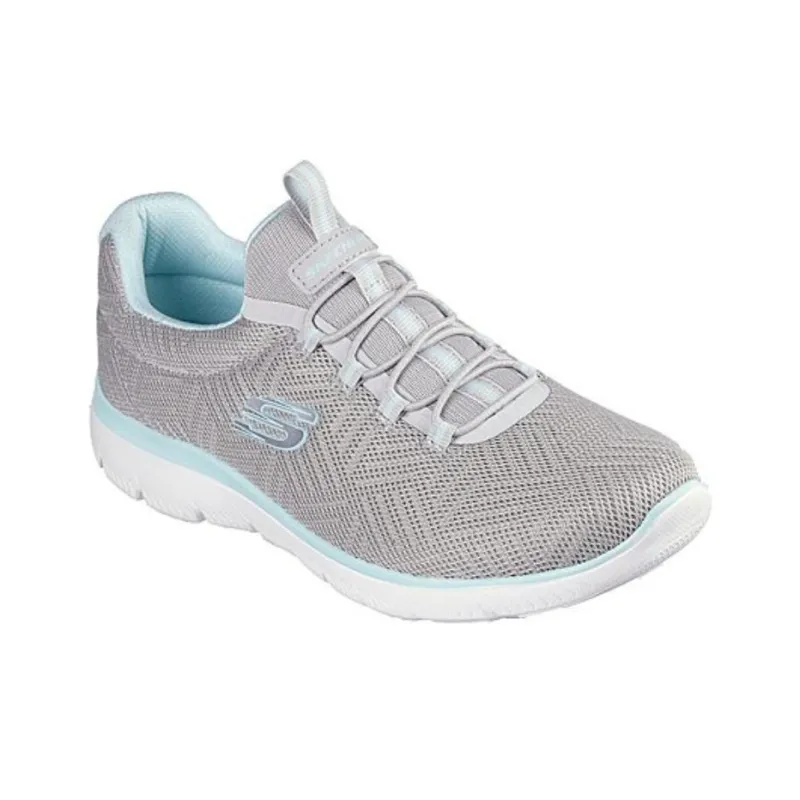 Skechers Cushioning Low-Top Running Shoes Women's Blue Gray-2