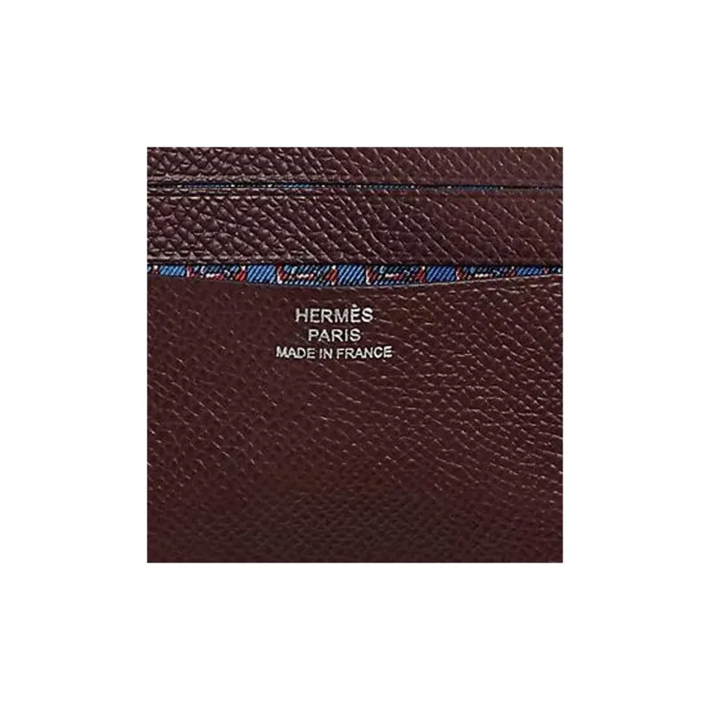 HERMES Citizen Twill Epsom Calfskin Card Holder Men's Celil Red Spelling French Blue Spelling Sapphire-2