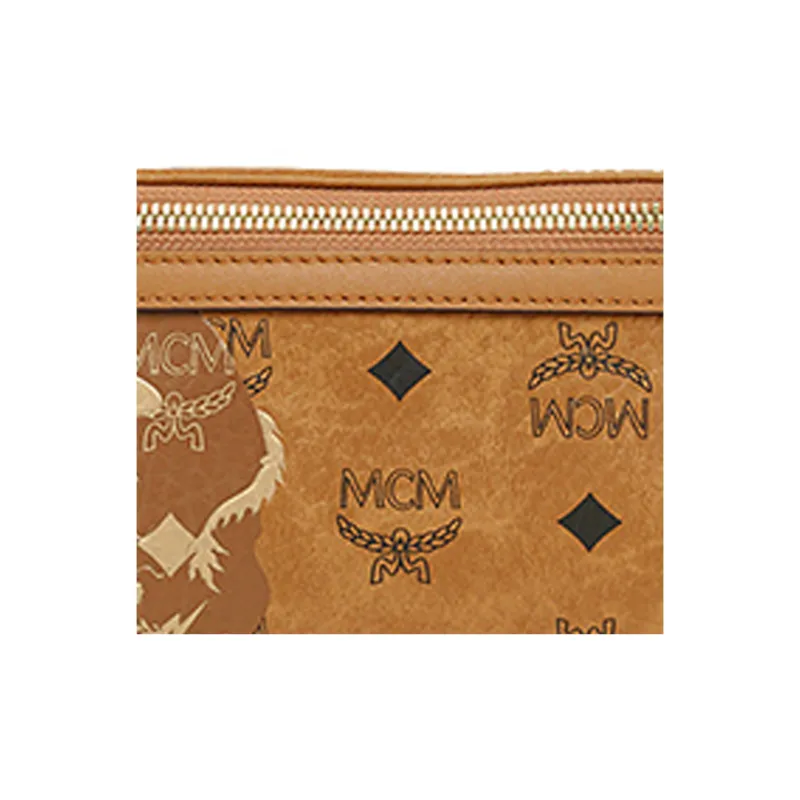 MCM Leather One Shoulder Crossbody Fanny Pack Unisex Cognac-4