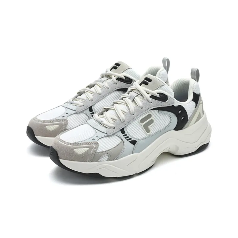 FILA FUSION UNIQUE Wear Resistant Low Top Chunky Sneakers Men's Gray White-2