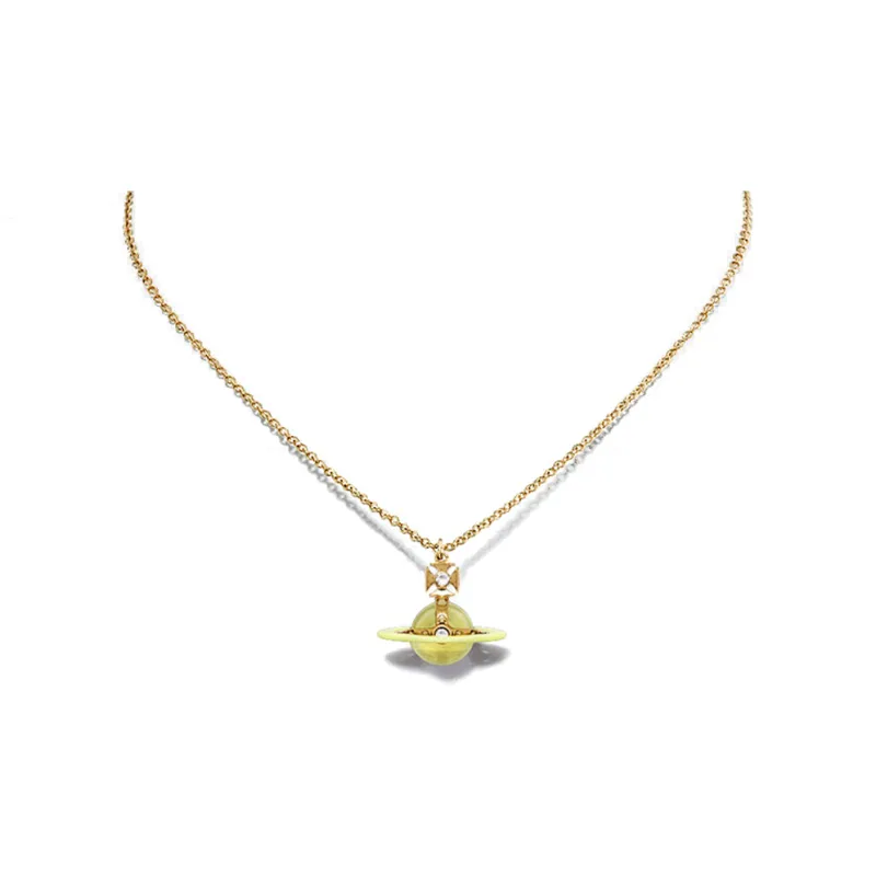 Vivienne Westwood Brass Swarovski Crystals Necklaces Unisex Gold-1