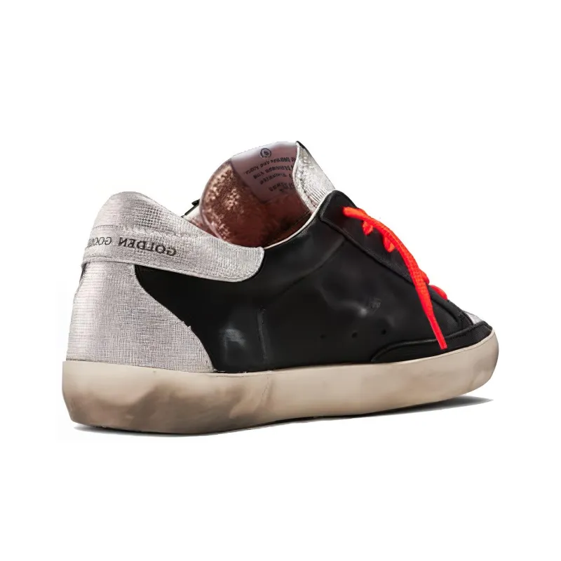 Golden Goose Super-Star Low-Top Stylish Skateboarding Shoes Women's Black Orange Silver-3