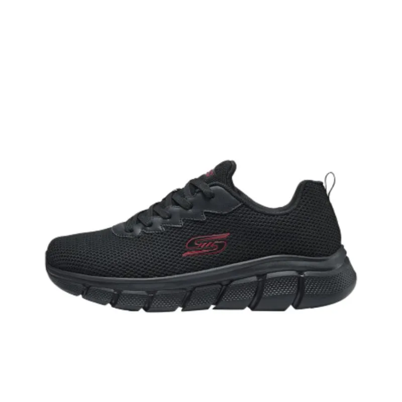 Skechers Cushioned Slip Resistant Breathable Low Top Running Shoes Men's Black-3