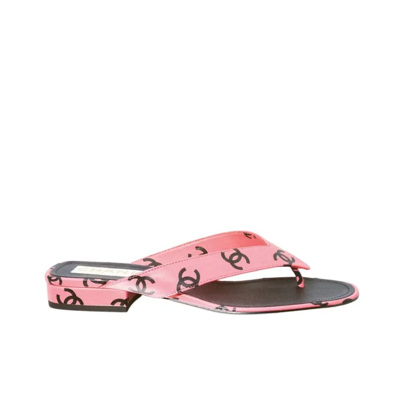 CHANEL Odor-Resistant Flip Flops Women's Pink Black-1
