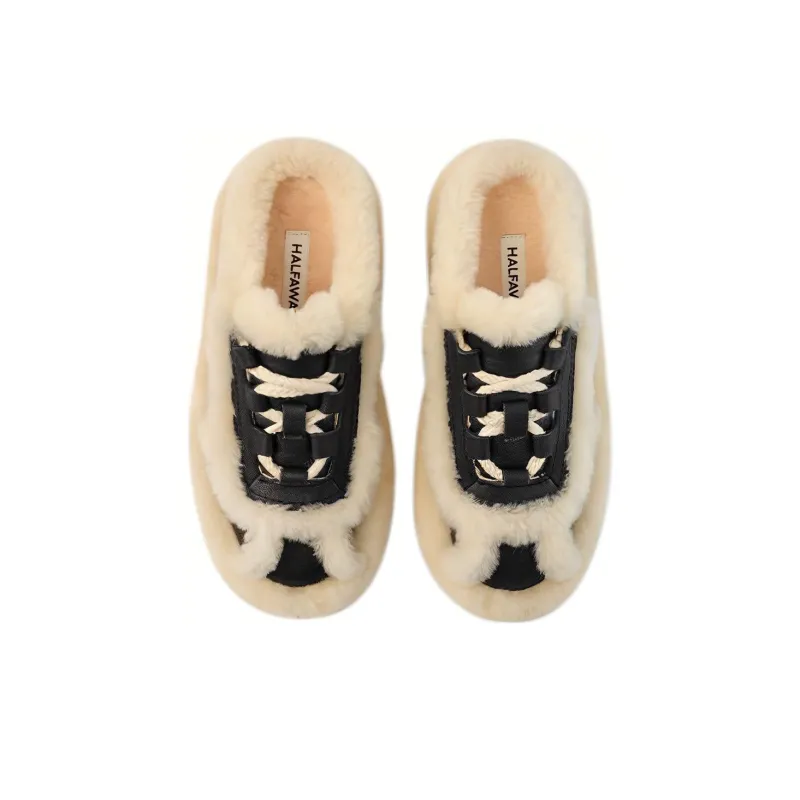 HALF AWAKE Anti Wear, Anti Odor And Silent Slippers Women's Black White-2