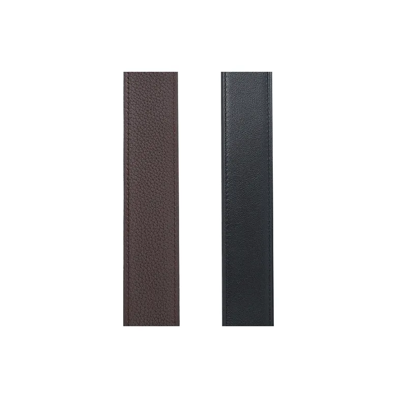 HERMES Togo Calfskin Double-Sided Leather Belts Unisex Black/Chocolate Width 3.2cm-1