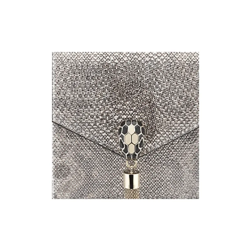 BVLGARI Snake Skin Clutch Women's White-4