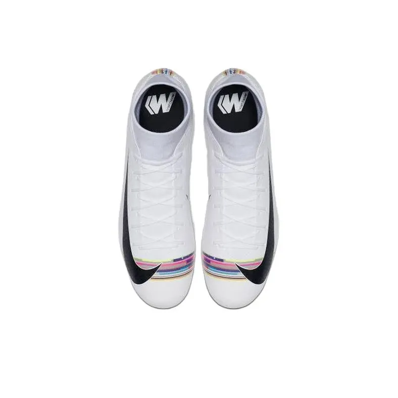 Nike Mercurial Superfly 6 HG Rubber Short Studs Anti-Slip Wear-Resistant Soccer Shoes Men's White-2