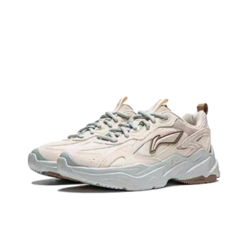 LiNing Meteor Cushioning Anti Slip And Wear Resistant Support Low Top Casual Shoes Women's Gray Pink-2