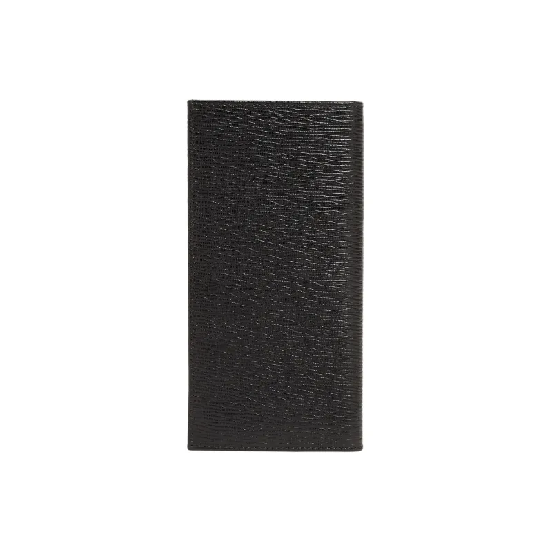 FERRAGAMO GANCINI Embossed Calfskin Wallet Men's Black & Lining Blue-1