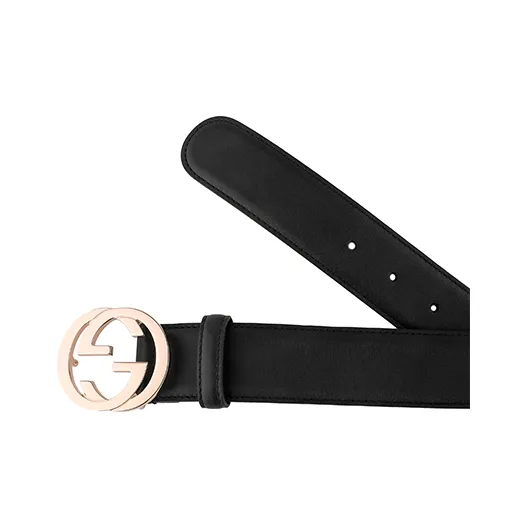 GUCCI Leather Belts Women's Black Width 3.7cm-3