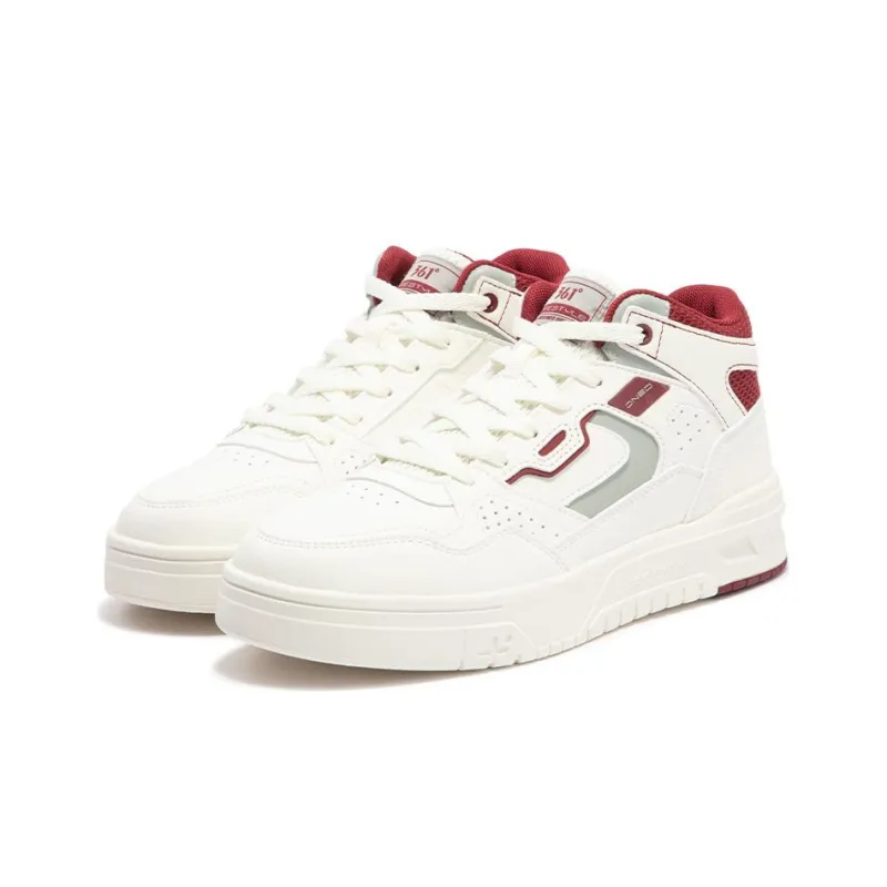 361° Anti Slip Wear Resistant Low Top Skateboard Shoes Men's White Red-2