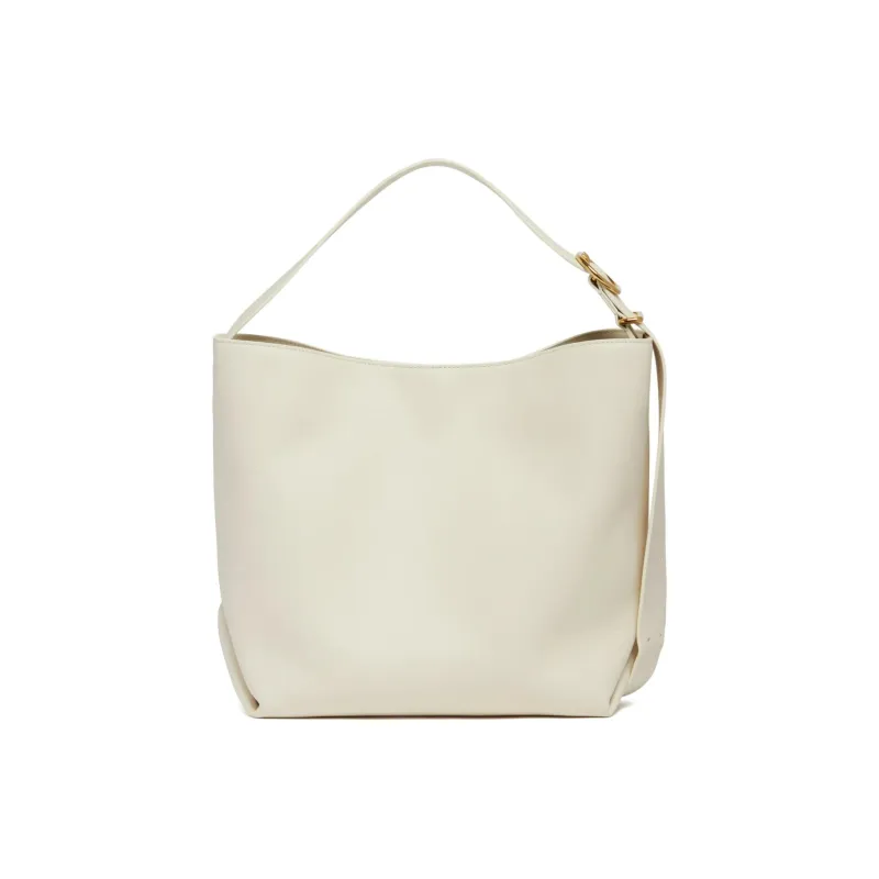 JIL SANDER Cannolo Leather Tote Bag, Shopping Bag, Shoulder Bag, Crossbody Bag, Handbag Women's White-3