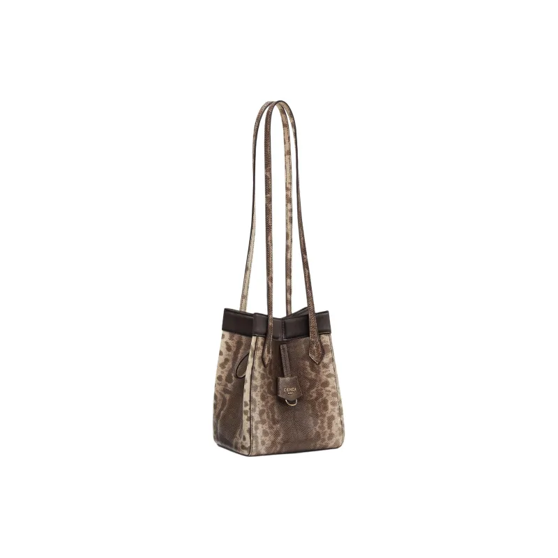 FENDI Calon Leather Bucket Bag Handbag Shoulder Bag Women's Light Umber-2