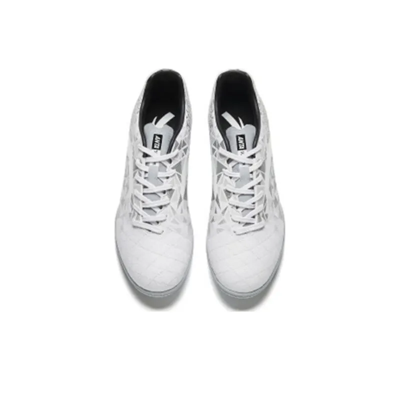 Anta TF Turf Artificial Ground Anti Slip Wear Resistant Soccer Shoes Men's White Gray-2
