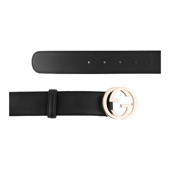 GUCCI Leather Belts Women's Black Width 3.7cm-2